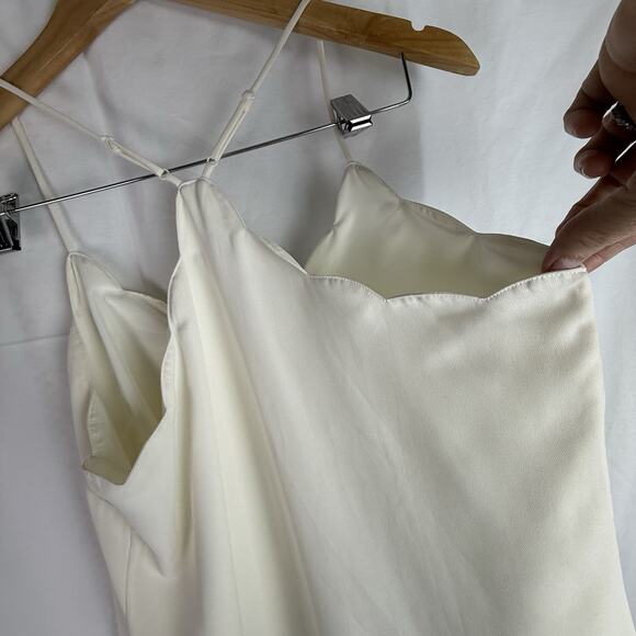 J. Crew Women's Scalloped Razorback Cami Cream‎ Size 6 Lined - Picture 8 of 9